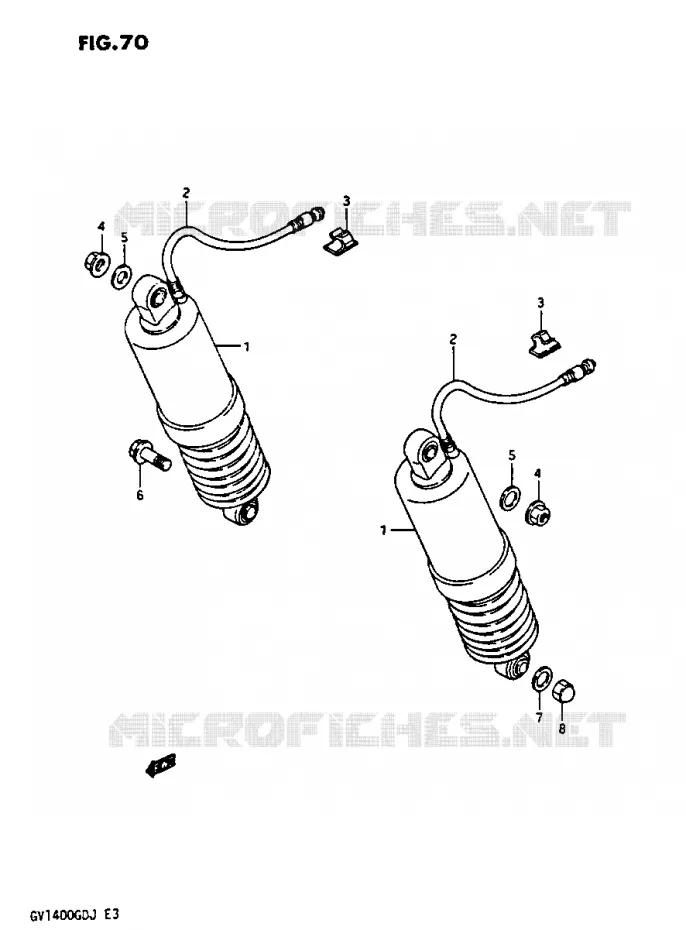 AMORTISSEUR ARRIERE GV1400GDG/GCG/MODELE H/J Suzuki MOTO 1400 CAVALCADE 1987  GV1400GDH(G/H/J)