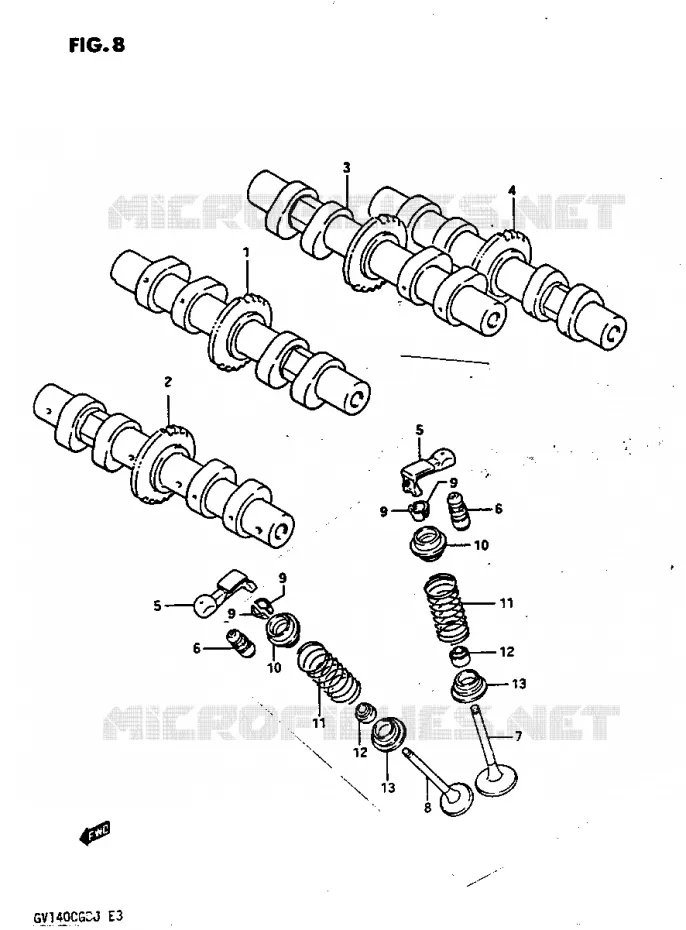 ARBRE A CAMES - SOUPAPE Suzuki MOTO 1400 CAVALCADE 1987  GV1400GTH(G/H/J)