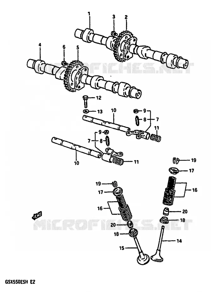 ARBRE A CAMES - SOUPAPES Suzuki MOTO 550 GSX-E 1985  GSX550EUF(F/G/H)