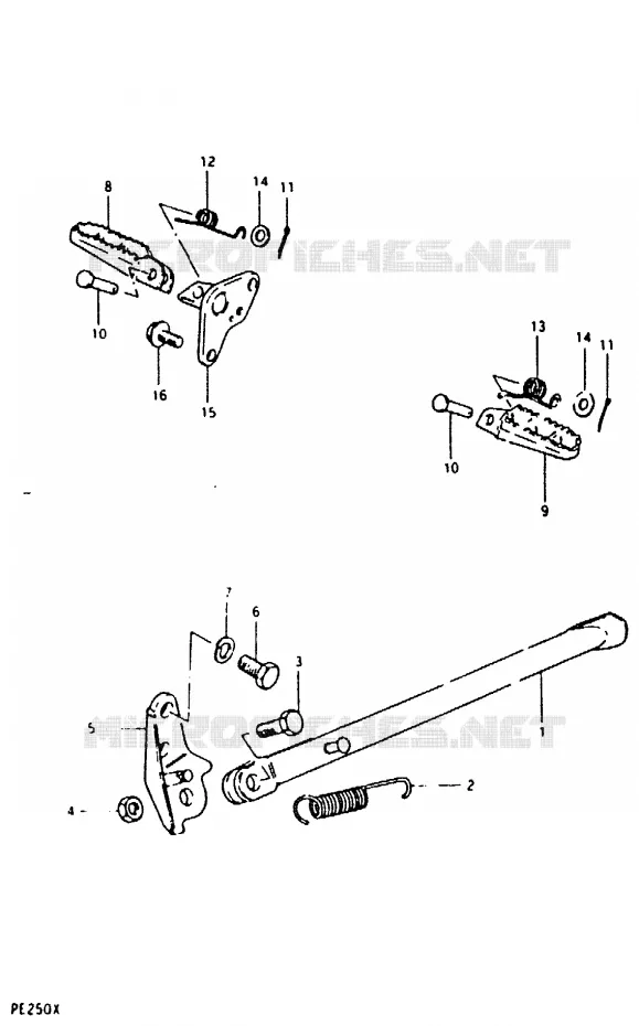 BEQUILLE - REPOSE PIED Suzuki MOTO 250 PE 1980  PE250T(T/X)