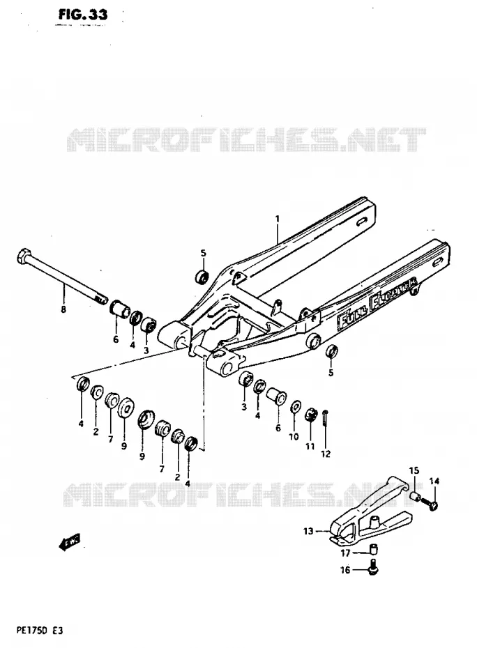 BRAS OSCILLANT ARRIERE MODELE D Suzuki MOTO 175 PE 1982  PE175Z(Z/D)