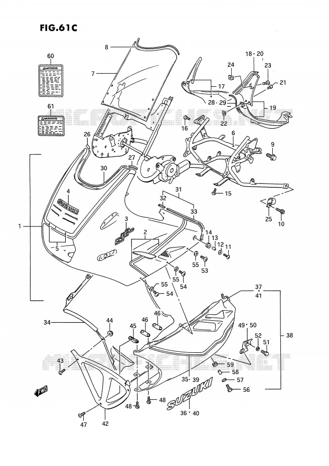 CARENAGE TETE DE FOURCHE (MODELE M E97) Suzuki MOTO 1100 GSX-F 1991  GSX1100FM(E2)