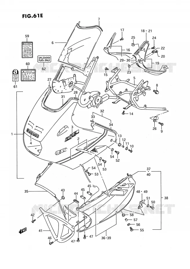 CARENAGE TETE DE FOURCHE (MODELE N/P) Suzuki MOTO 1100 GSX-F 1994  GSX1100FR(E2)