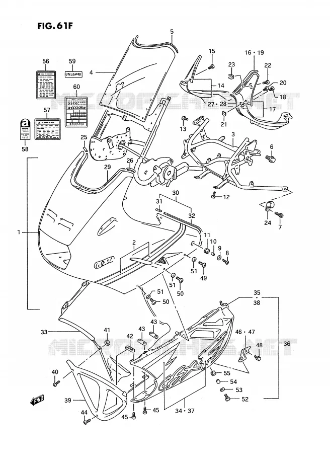 CARENAGE TETE DE FOURCHE (MODELE R) Suzuki MOTO 1100 GSX-F 1989  GSX1100FK(E2)