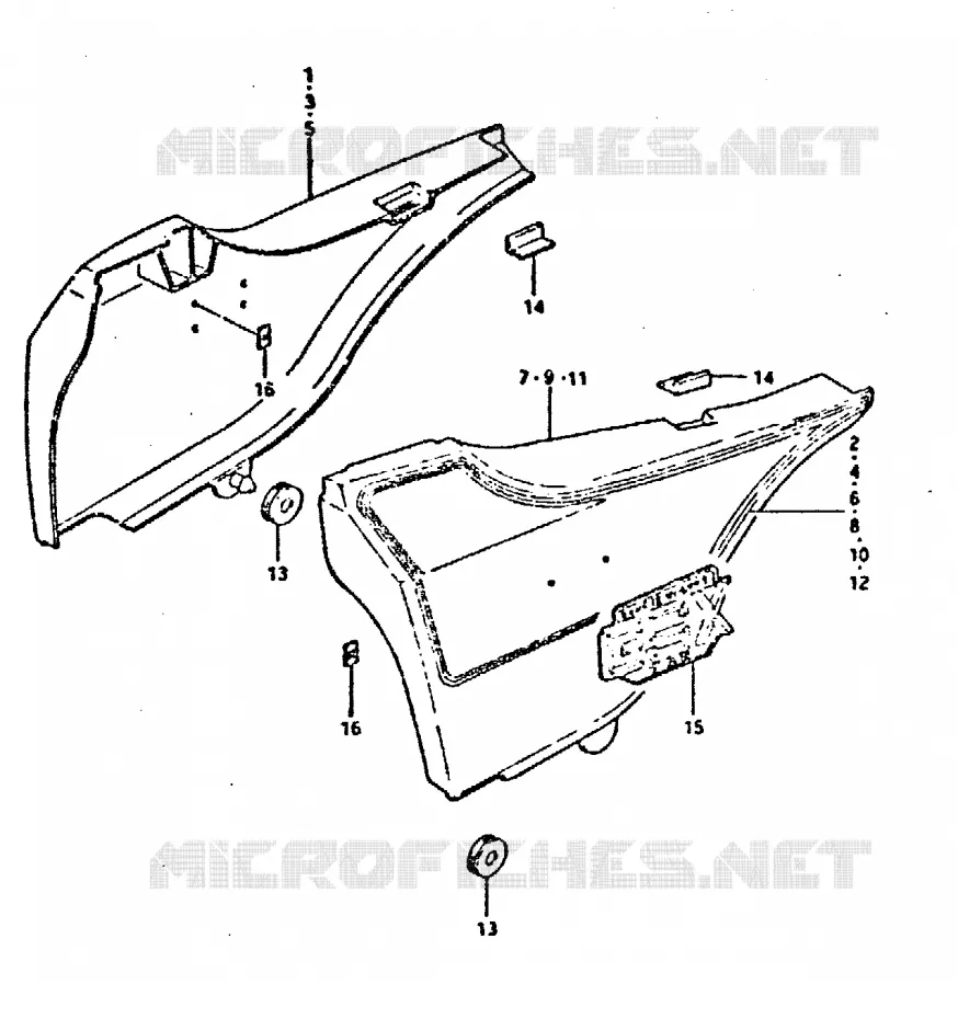 CARENAGES ARRIERE  (MODELE T : 24L) Suzuki MOTO 750 GSX 1981  GSX750X(T/X)