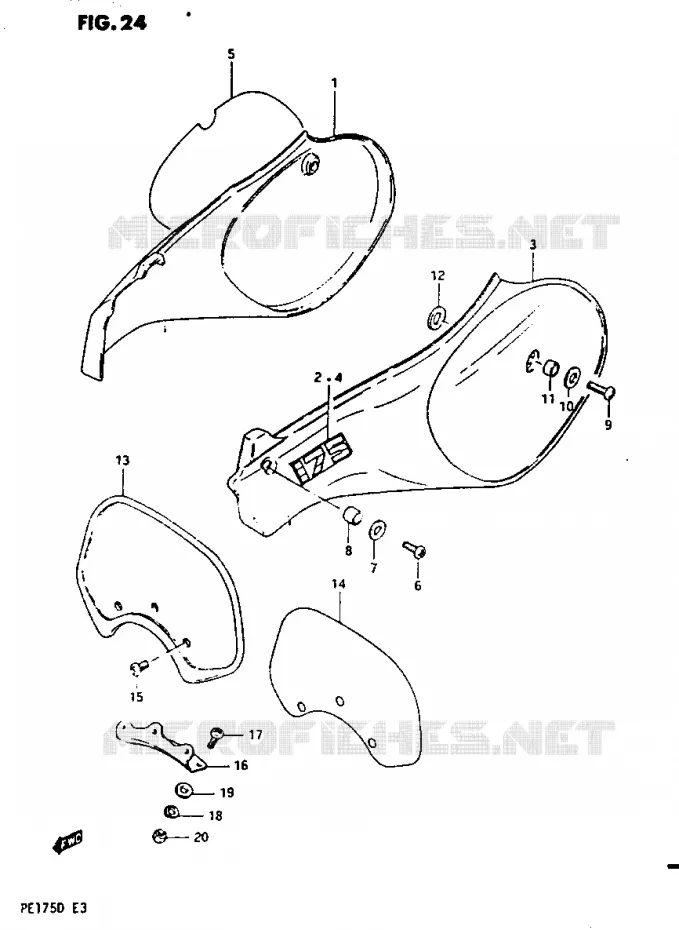 CARENAGES ARRIERE MODELE D Suzuki MOTO 175 PE 1982  PE175Z(Z/D)