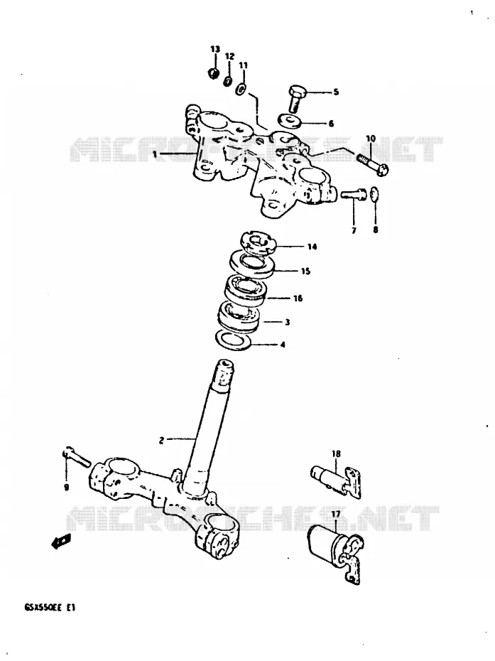 COLONNE DE DIRECTION (GSX550ESD/ESE/EFE) Suzuki MOTO 550 GSX-E 1983  GSX550ED(E1)