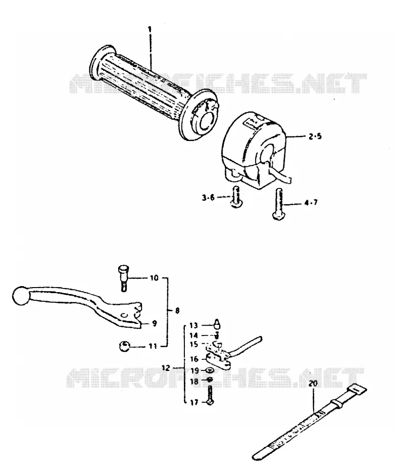 ENSEMBLE LEVIER - COMMODO DROIT Suzuki MOTO 400 GSX 1981  GSX400EX(T/X)