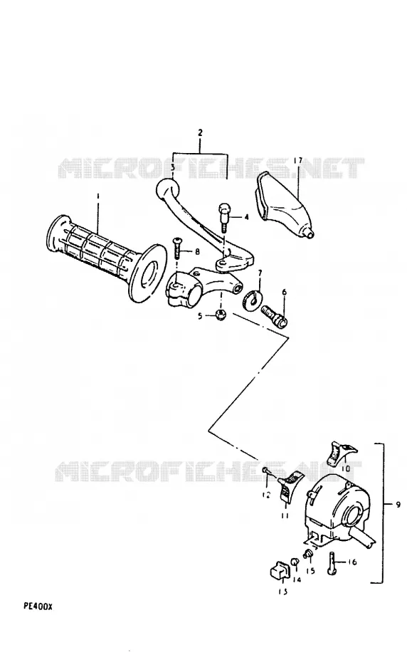 ENSEMBLE LEVIER - COMMODO GAUCHE (PE400TE2) Suzuki MOTO 400 PE 1996  PE400T(T/X)
