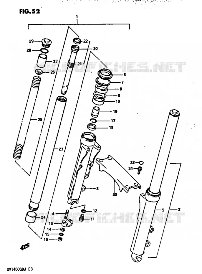 FOURCHE AVANT GV1400GDG/GTG Suzuki MOTO 1400 CAVALCADE 1986  GV1400GCG(G/H/J)