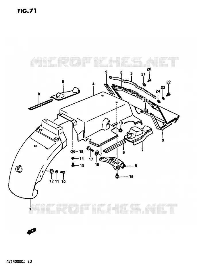 GARDE BOUE ARRIERE Suzuki MOTO 1400 CAVALCADE 1987  GV1400GTH(G/H/J)