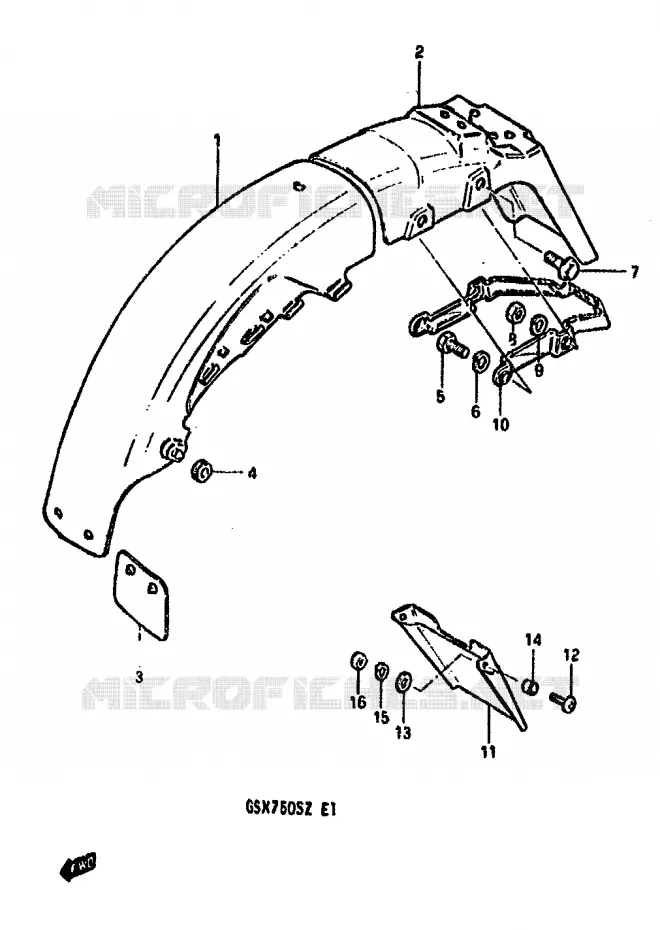 GARDE BOUE ARRIERE Suzuki MOTO 750 GSX-S 1982  GSX750SZ