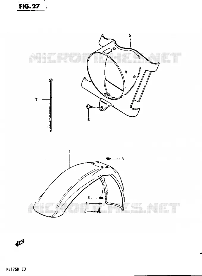GARDE BOUE AVANT - BOL DE PHARE Suzuki MOTO 175 PE 1982  PE175Z(Z/D)