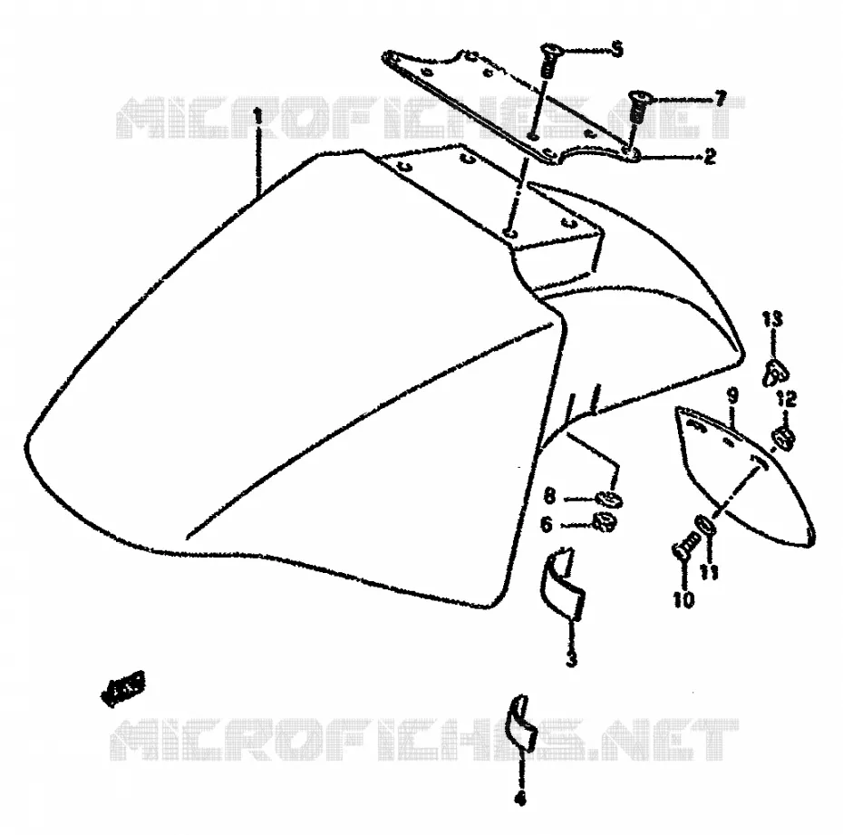 GARDE BOUE AVANT (MODELE K/L/M/N/P/R) Suzuki MOTO 750 GSX-F 1994  GSX750FR(K-T)