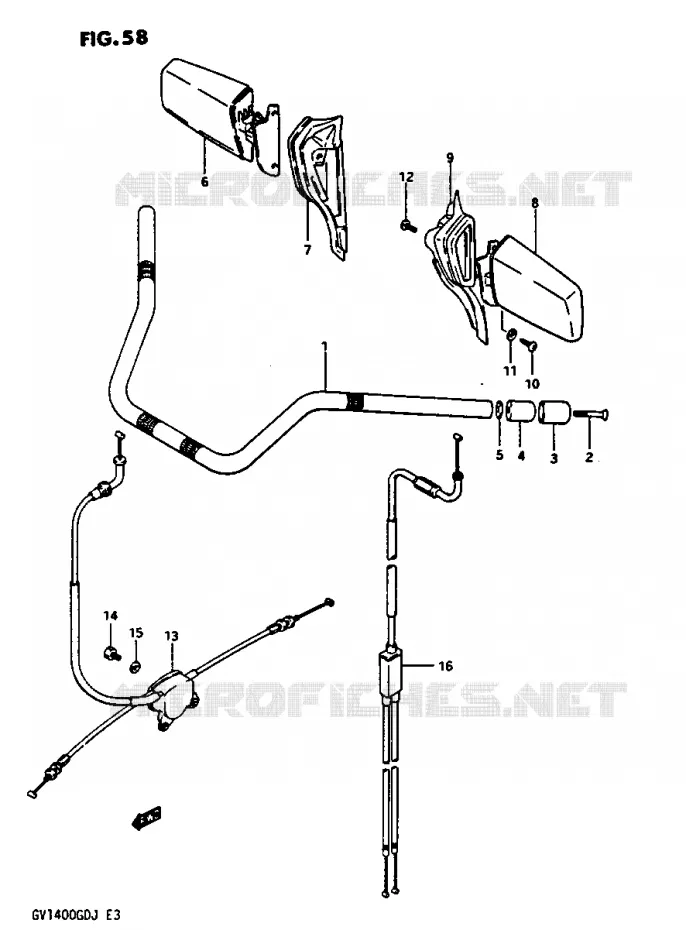 GUIDON - CABLES GV1400GDG/GTG Suzuki MOTO 1400 CAVALCADE 1987  GV1400GTH(G/H/J)