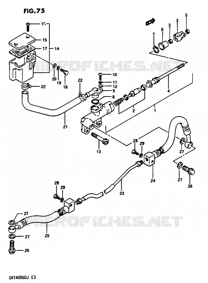 MAITRE CYLINDRE ARRIERE Suzuki MOTO 1400 CAVALCADE 1986  GV1400GDG(G/H/J)