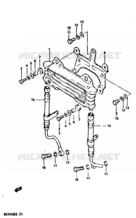 RADIATEUR D'HUILE Suzuki MOTO 550 GSX-E 1984  GSX550EFE(E1)