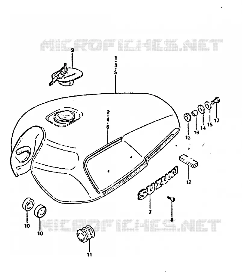 RESERVOIR D'ESSENCE (MODELE X : 24L) Suzuki MOTO 750 GSX-E 1981  GSX750EX(T/X)