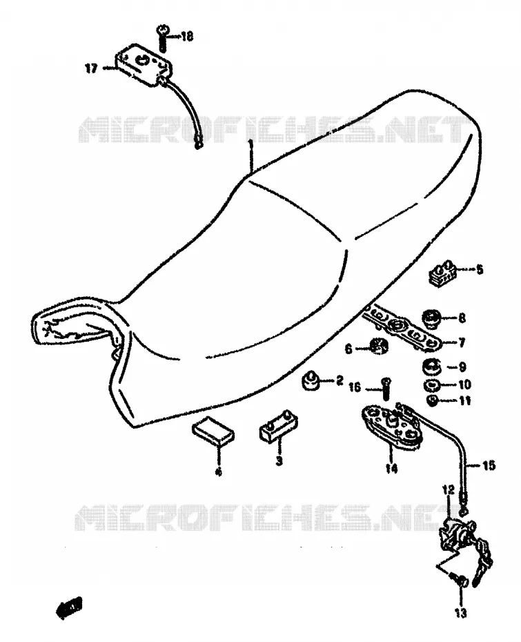 SELLE (MODELE K/L/M/N/P/R) Suzuki MOTO 750 GSX-F 1993  GSX750FP(K-T)