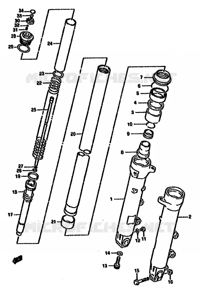 AMORTISSEUR AVANT (MODELE K/L/M/N/P/R) Suzuki MOTO 750 GSX-F 1996  GSX750FSKT(K-T)