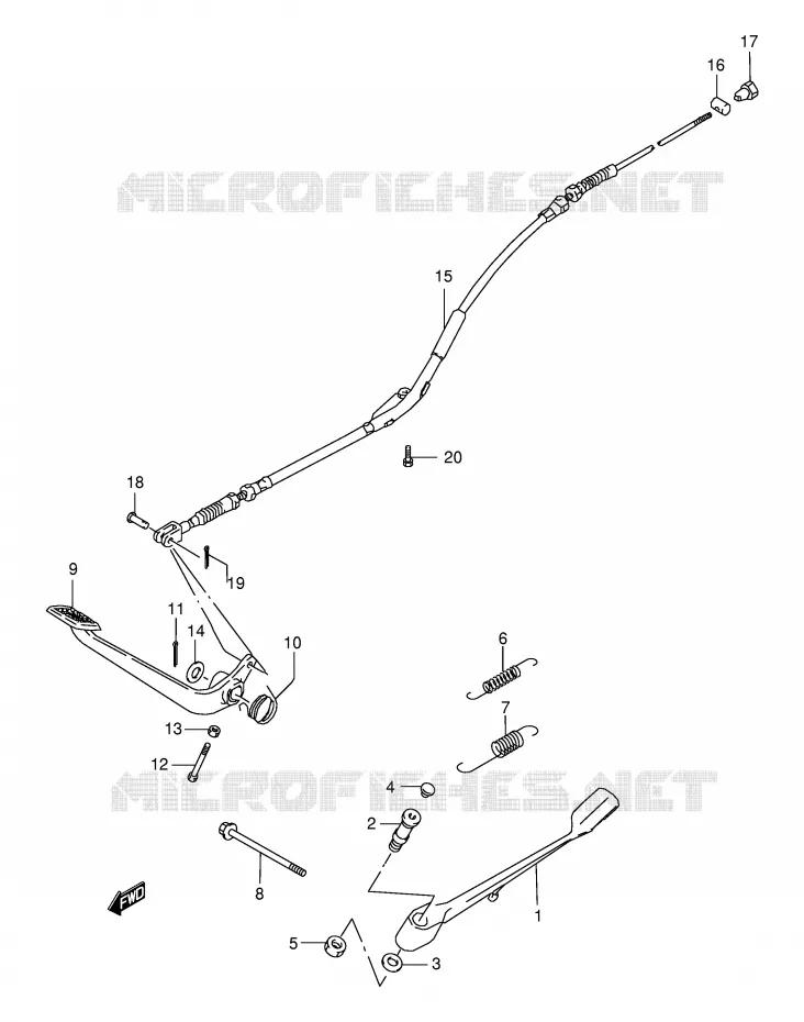 BEQUILLE - PEDALE DE FREIN ARRIERE Suzuki MOTO 650 BOULEVARD 1998  LS650PW(E3/E28)