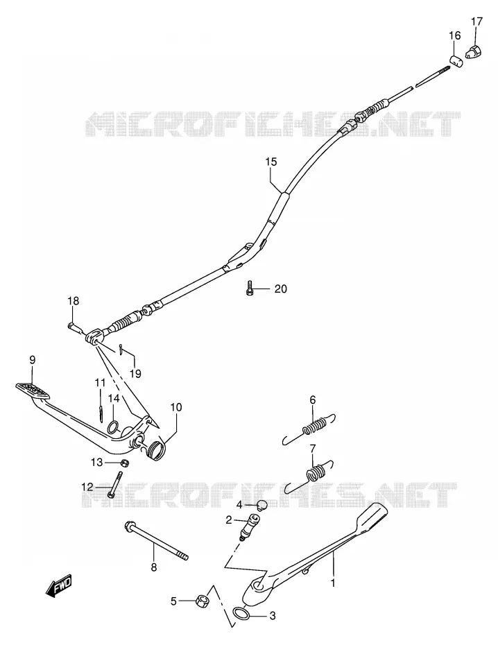BEQUILLE - PEDALE DE FREIN ARRIERE Suzuki MOTO 650 SAVAGE 2001  LS650PK1(E2)