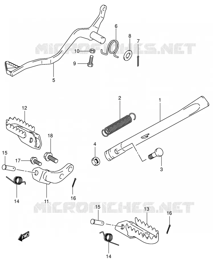 BEQUILLE - PEDALE DE FREIN Suzuki MOTO 80 JR 2004  JR80K4(P3/P28)