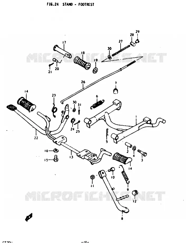 BEQUILLE - REPOSE PIED Suzuki MOTO 200 GT 1992  GT200EN(N)