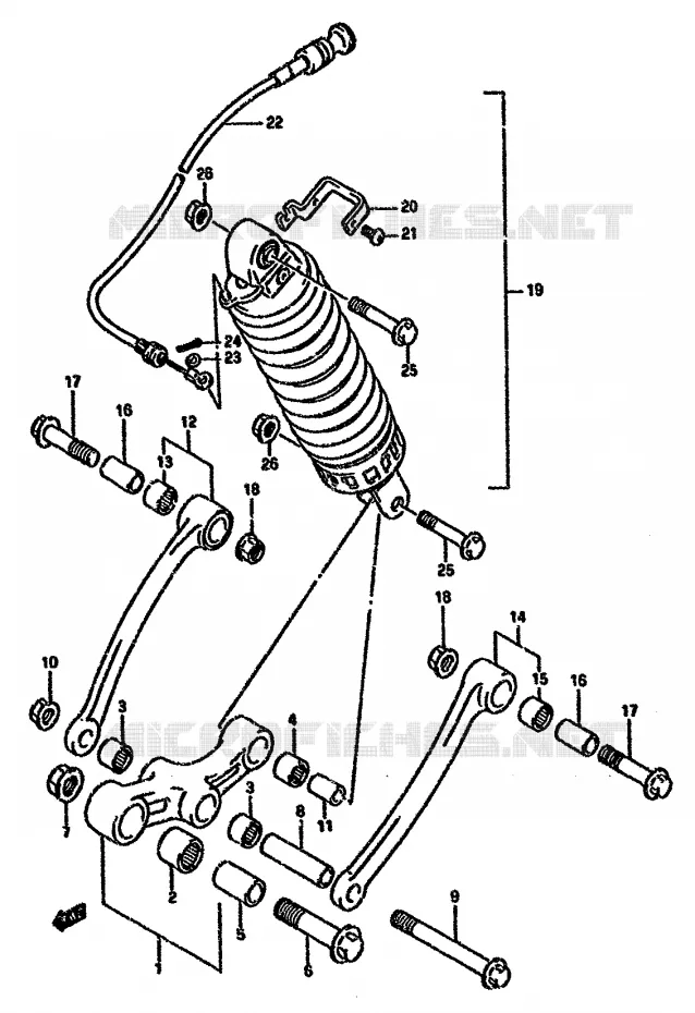 BIELLETTE DE SUSPENSION ARRIERE (VOIR NOTE) Suzuki MOTO 750 GSX-F 1994  GSX750FR(K-T)