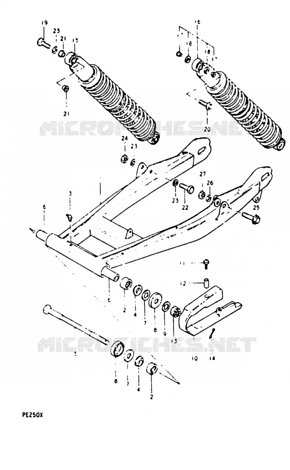 BRAS OSCILLANT ARRIERE Suzuki MOTO 250 PE 1980  PE250T(T/X)