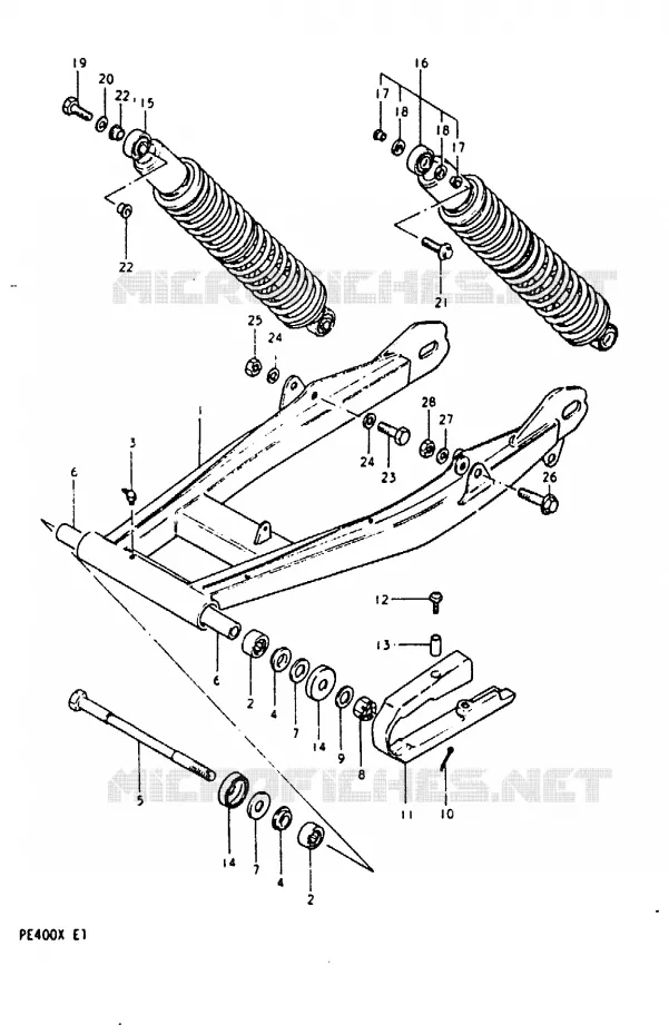 BRAS OSCILLANT ARRIERE Suzuki MOTO 400 PE 1996  PE400T(T/X)