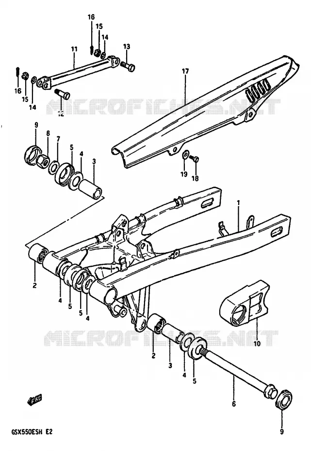 BRAS OSCILLANT ARRIERE Suzuki MOTO 550 GSX-E 1985  GSX550EUF(F/G/H)