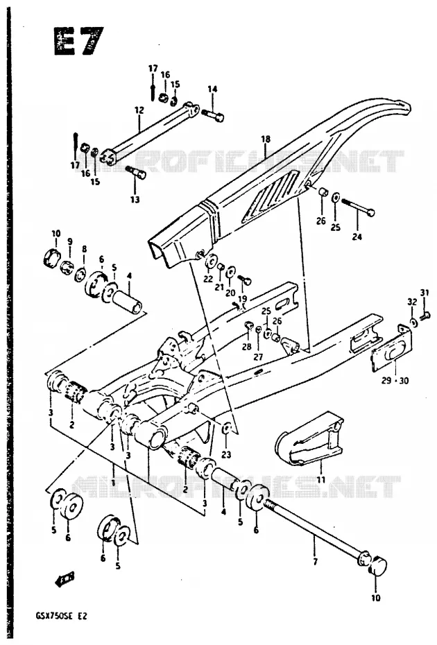 BRAS OSCILLANT ARRIERE Suzuki MOTO 750 GSX-S 1984  GSX750SE(E2)