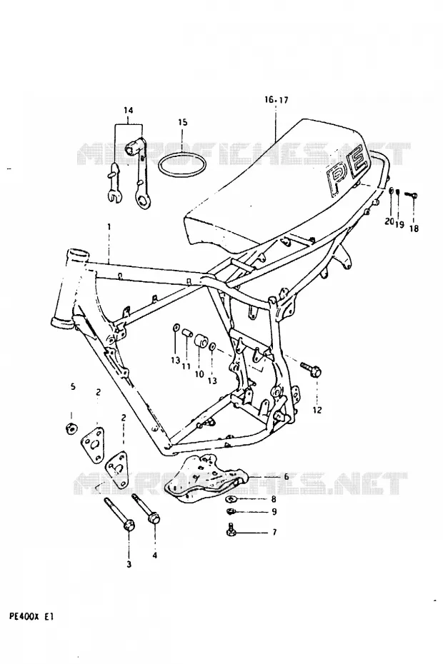 CADRE - SELLE Suzuki MOTO 400 PE 1996  PE400T(T/X)