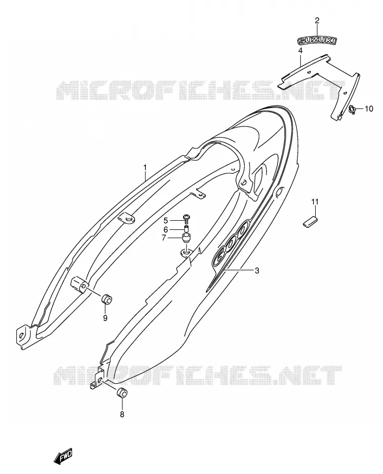 CARENAGES ARRIERE  (MODELE K3) Suzuki MOTO 600 GSX-F 2001  GSX600FUK1(E2)