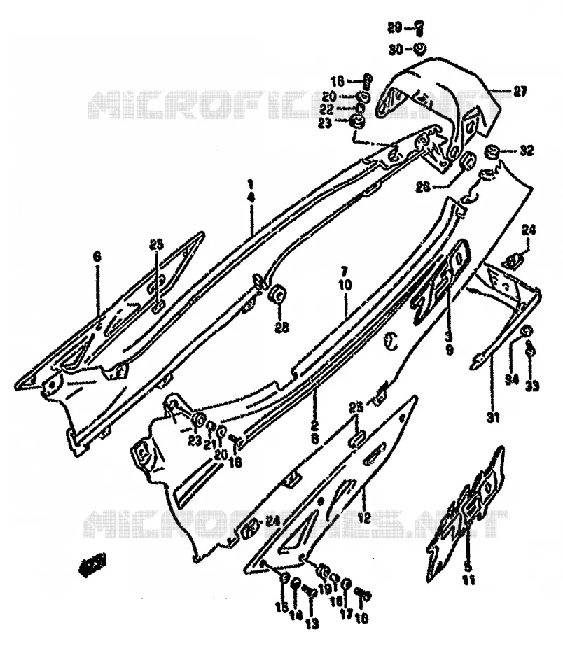 CARENAGES ARRIERE  (MODELE P/R) Suzuki MOTO 750 GSX-F 1995  GSX750FS(K-T)