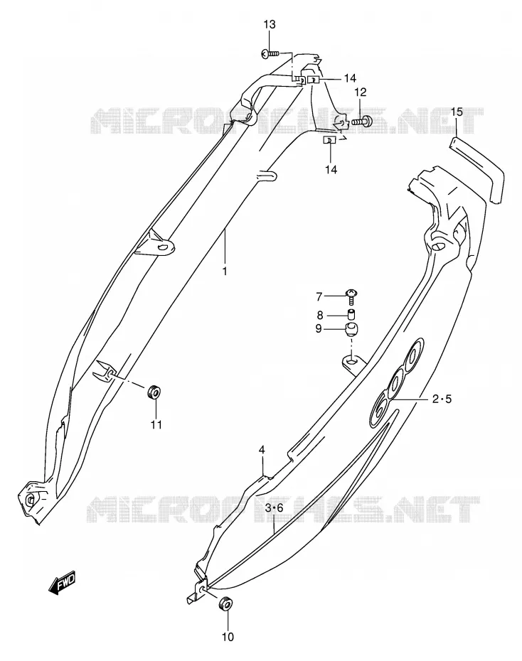 CARENAGES ARRIERE  (MODELE Y) Suzuki MOTO 600 GSX-F 2002  GSX600FUK2(E2)