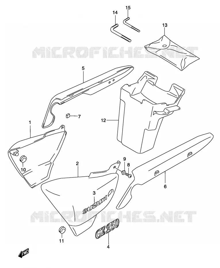 CARENAGES ARRIERE Suzuki MOTO 250 MARAUDER 2003  GZ250K3(P3)