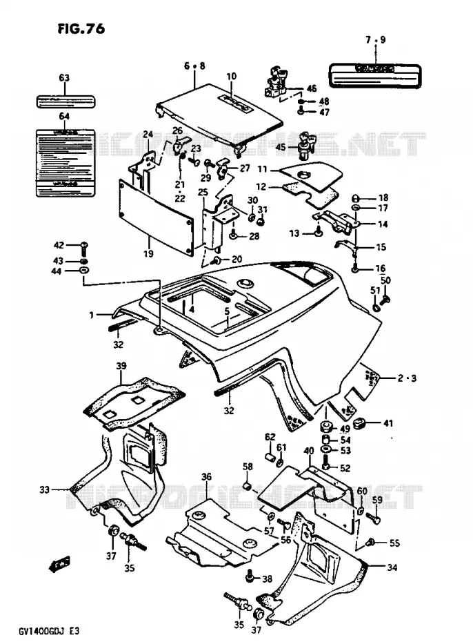 CARENAGES SUPERIEURS MODELE G Suzuki MOTO 1400 CAVALCADE 1987  GV1400GTH(G/H/J)