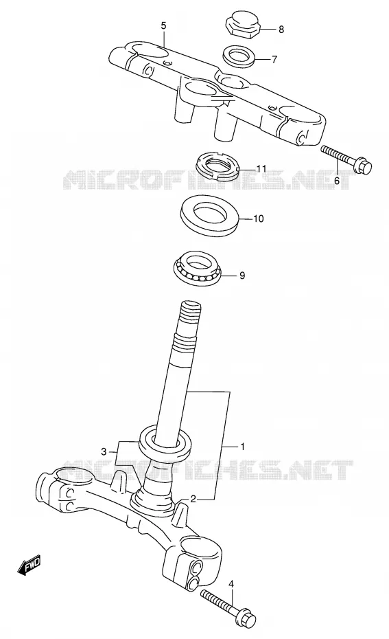 COLONNE DE DIRECTION (MODELE W/X/Y/K1/K2) Suzuki MOTO 600 GSX-F 1998  GSX600FUW(E2)