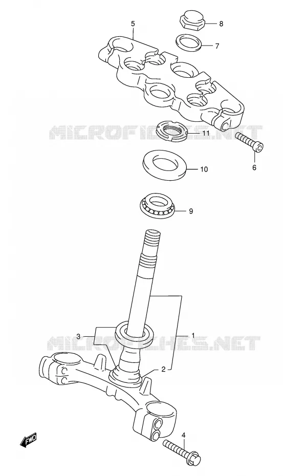 COLONNE DE DIRECTION (MODELE W/X/Y/K1/K2) Suzuki MOTO 750 GSX-F 1999  GSX750FX(E2)