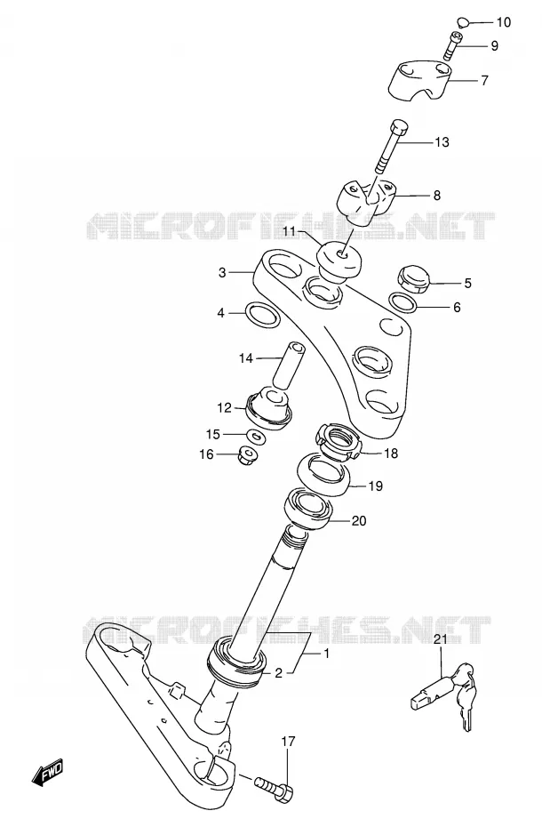 COLONNE DE DIRECTION (MODELE X/Y/K1 P37) Suzuki MOTO 650 SAVAGE 2000  LS650PY(E2)
