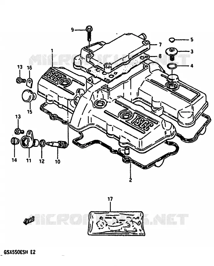 COUVERCLE DE CULASSE Suzuki MOTO 550 GSX-E 1987  GSX550EUH(F/G/H)