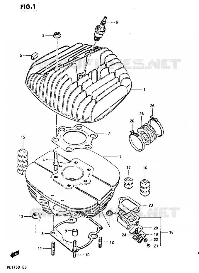 CYLINDRE Suzuki MOTO 175 PE 1983  PE175D(Z/D)