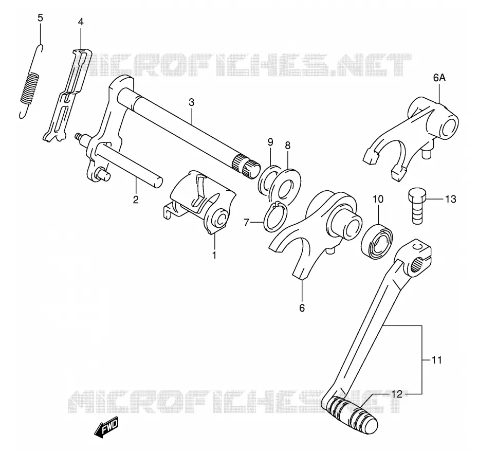 ENSEMBLE DE SELECTION DE VITESSES Suzuki MOTO 50 JR 2002  JR50K2(P3/P28)