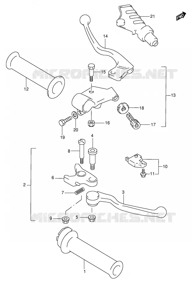 ENSEMBLE LEVIERS - POIGNEES Suzuki MOTO 600 GSX-F 1999  GSX600FUX(E2)