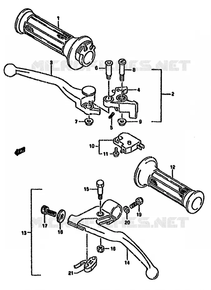 ENSEMBLE LEVIERS - POIGNEES Suzuki MOTO 750 GSX-F 1996  GSX750FT(K-T)