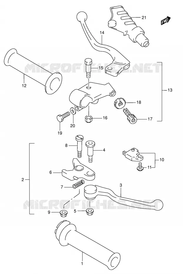 ENSEMBLE LEVIERS - POIGNEES Suzuki MOTO 750 GSX-F 2005  GSX750FK5(E2)