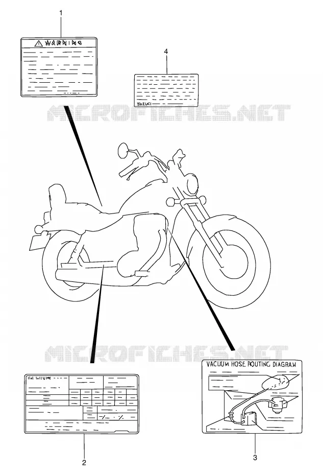 ETIQUETTE D'AVERTISSEMENT Suzuki MOTO 650 BOULEVARD 1997  LS650PV(E3/E28)