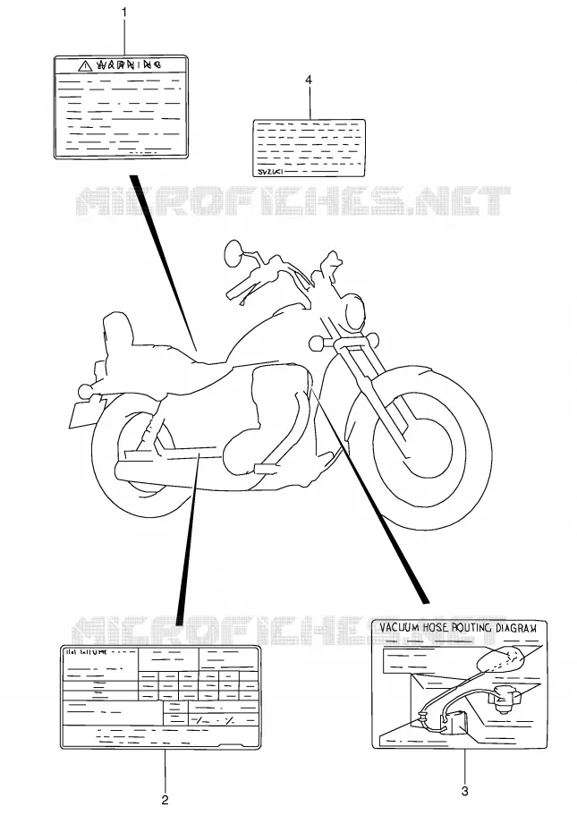 ETIQUETTE D'AVERTISSEMENT Suzuki MOTO 650 BOULEVARD 2008  LS650K8(E3/E28)